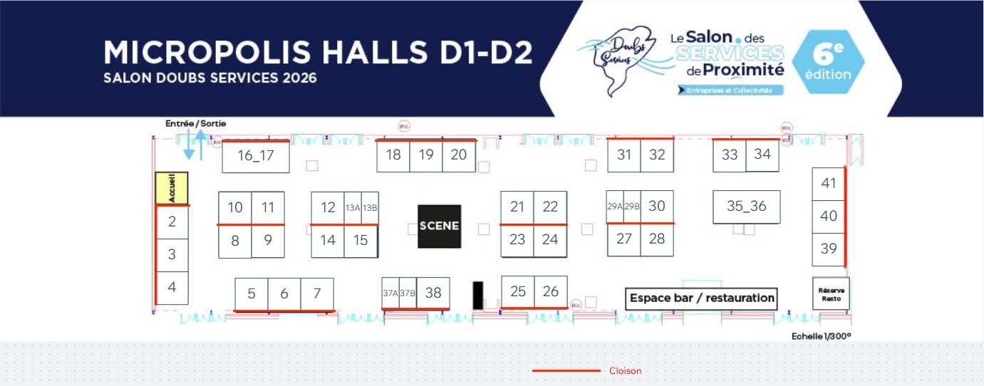 Plan d'implantation des stands du Salon Doubs Services